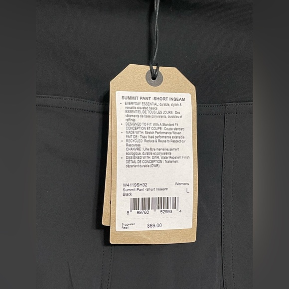 NWT Prana Women’s Summit Black Gray Straight Leg Pants Size Large Short - Picture 4 of 8